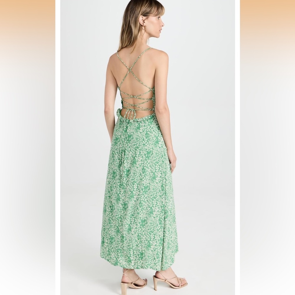 Green Floral Women's Maxi Spring Dress
